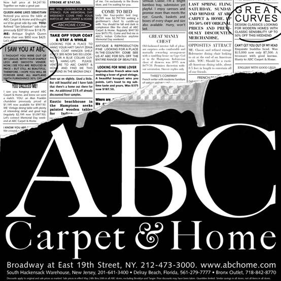 Advertisement for ABC Carpet & Home